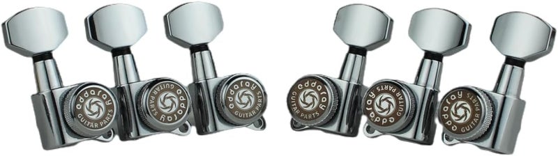 Eddaray Store Guitar Locking Tuners (3R + 3L) – 1:18 Gear Ratio Lock String Tuning Key Pegs Machine Heads Set with Hexagonal Shaped Knob Replacement, (E-107SP, Chrome) - Image 2